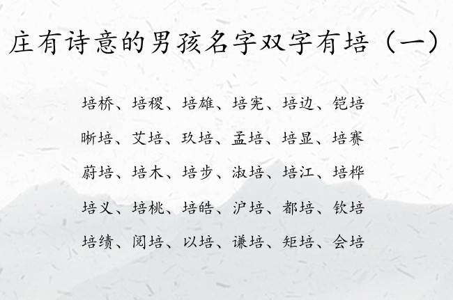 庄有诗意的男孩名字双字有培 带培的男孩名字双字