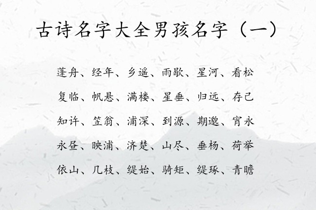 古诗名字大全男孩名字 藏在古诗里的男孩名字大气睿智