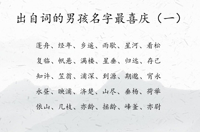 出自词的男孩名字最喜庆 中国词里的男孩名字