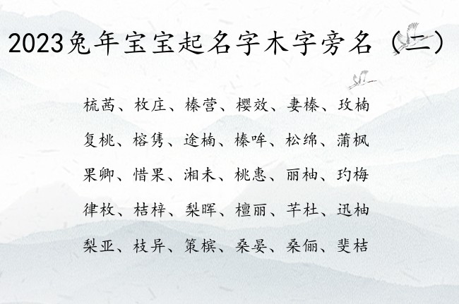 2023兔年宝宝起名字木字旁名 木字旁兔宝宝起名字