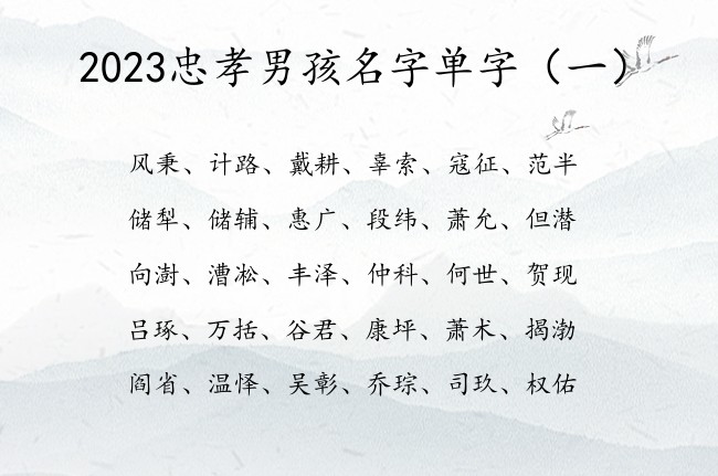 2023忠孝男孩名字单字 2023年宝宝名字单字