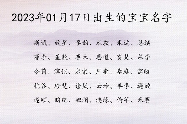 2023年01月17日出生的宝宝名字 寓意好听大气易写的宝宝名字