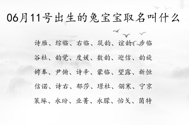 06月11号出生的兔宝宝取名叫什么 宝宝名字带有高贵大方意义的