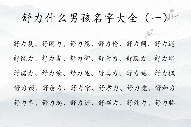 舒力什么男孩名字大全 姓舒的男孩名字2023力字辈