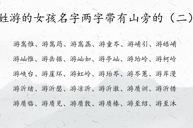 姓游的女孩名字两字带有山旁的 带山旁的兔宝宝名字