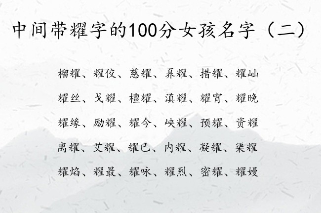 中间带耀字的100分女孩名字 带耀字女孩名字有哪些