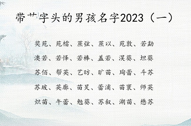 带艹字头的男孩名字2023 艹字头的男孩名字有哪些