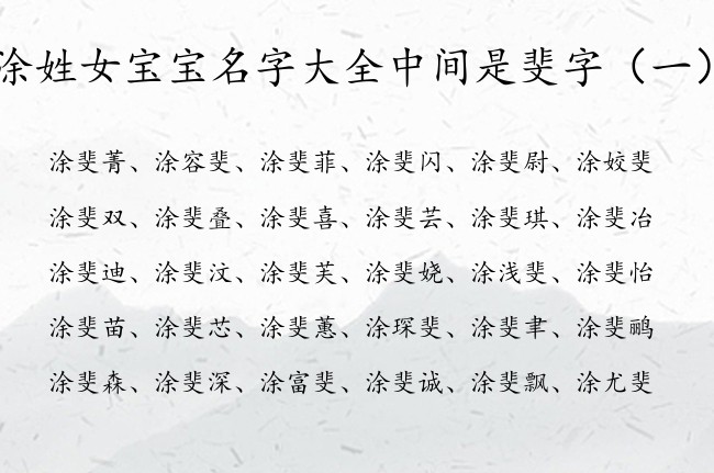 涂姓女宝宝名字大全中间是斐字 带斐的女孩名字有寓意