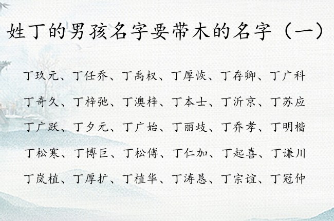 姓丁的男孩名字要带木的名字 姓丁带木的男孩名字最炫