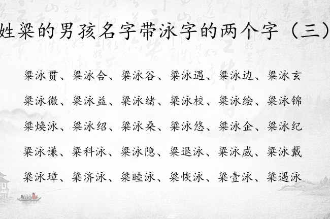 姓粱的男孩名字带泳字的两个字 姓粱的男孩名字带泳字