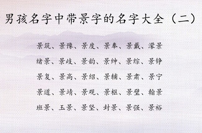 男孩名字中带景字的名字大全 吉利简单男孩名字带景