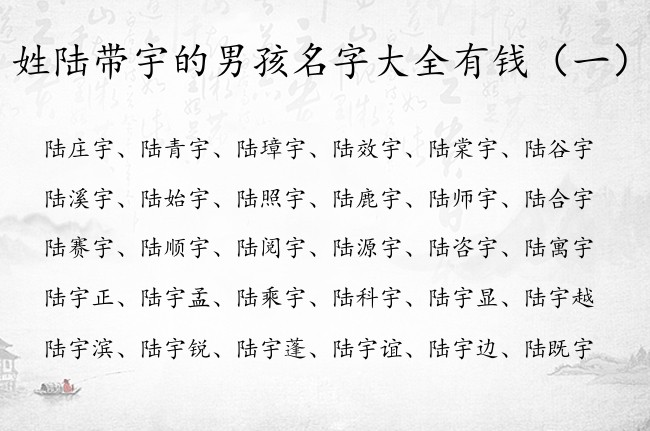 姓陆带宇的男孩名字大全有钱 宇开头的男孩名字