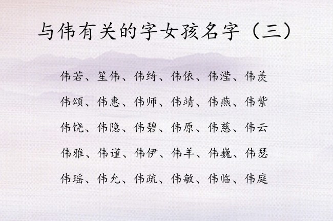 与伟有关的字女孩名字 女孩名字中带伟的名字