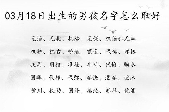 03月18日出生的男孩名字怎么取好 寓意简单大方霸气沉稳男孩名字