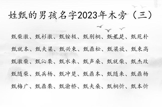 姓甄的男孩名字2023年木旁 带木旁男孩名字大全