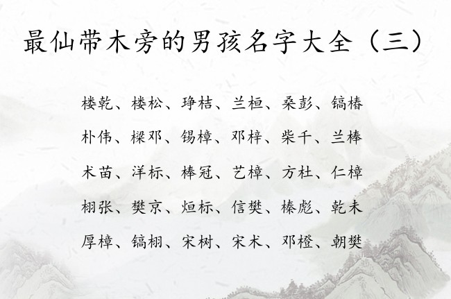 最仙带木旁的男孩名字大全 带木旁的名字男孩名字