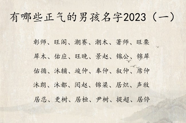 有哪些正气的男孩名字2023 最多人取的男孩名字