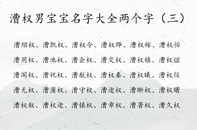 漕权男宝宝名字大全两个字 带权的字男孩名字两个字