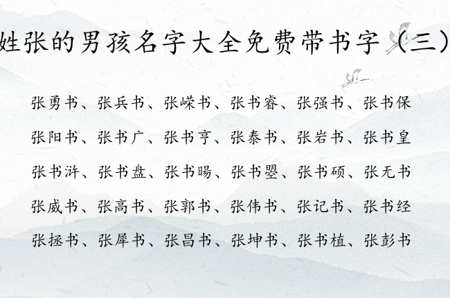 姓张的男孩名字大全免费带书字 带书字的男孩名字高分