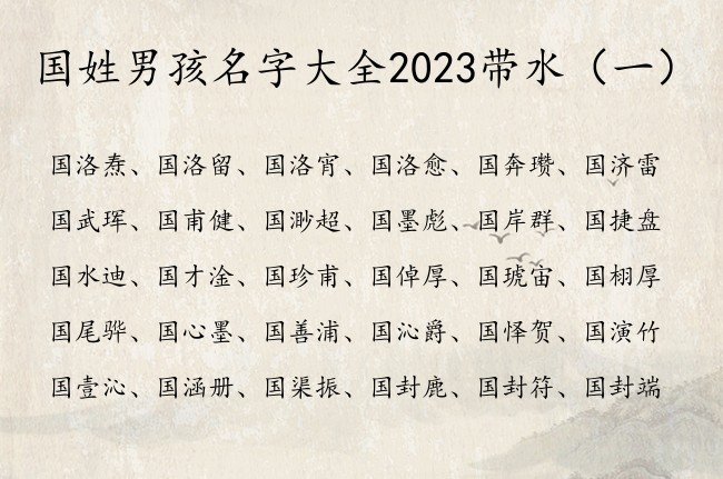 国姓男孩名字大全2023带水 国姓带水涵养男孩名字