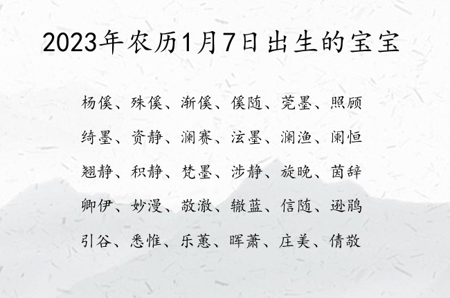 2023年农历1月7日出生的宝宝 宝宝起名八字起名五行起名免费