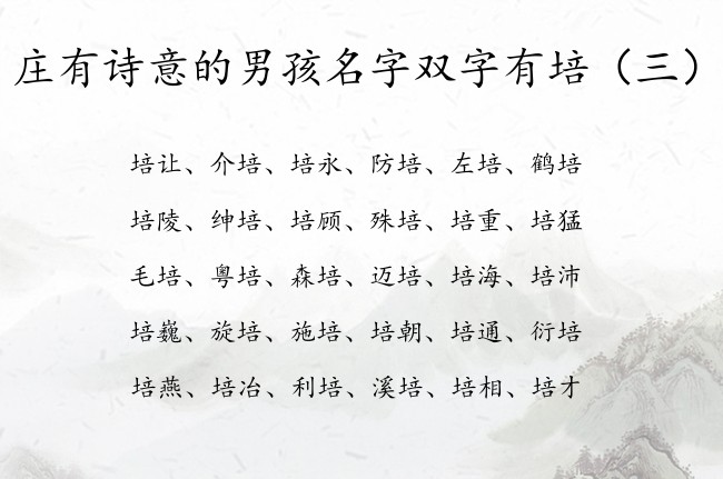 庄有诗意的男孩名字双字有培 带培的男孩名字双字