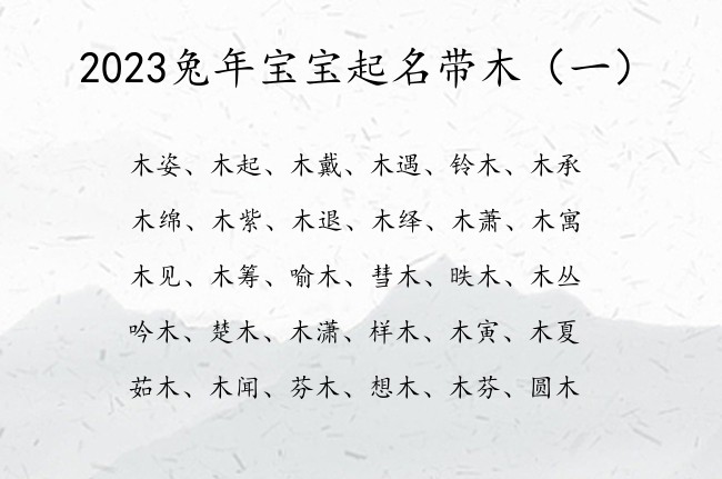 2023兔年宝宝起名带木 2023宝宝起名字带木字