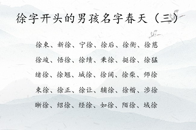 徐字开头的男孩名字春天 带徐的男孩名字还要有寓意