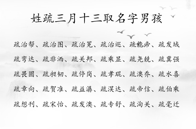 姓疏三月十三取名字男孩 姓疏的男孩名字带财运两个字兔宝宝