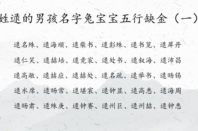 姓逯的男孩名字兔宝宝五行缺金 姓逯的男宝宝名字带金