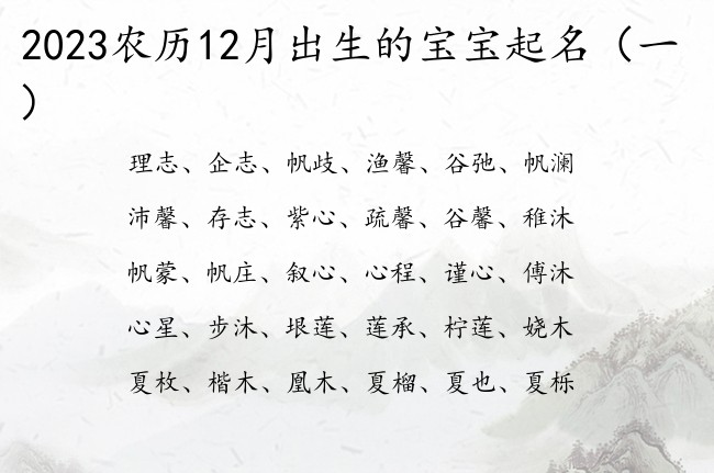 2023农历12月出生的宝宝起名 宝宝名字参考大全