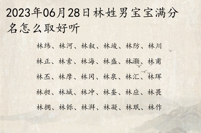 2023年06月28日林姓男宝宝满分名怎么取好听 姓林的男孩名字有财运三个字的