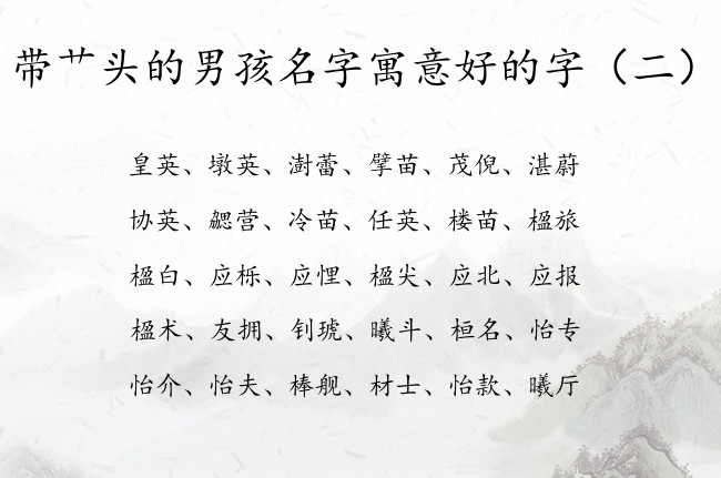 带艹头的男孩名字寓意好的字 男宝宝名字大全艹头