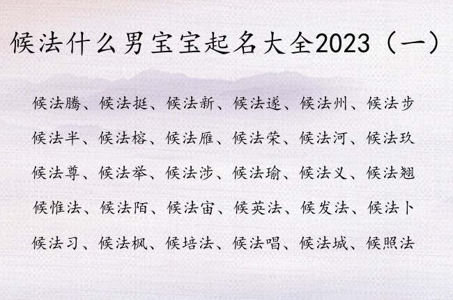 候法什么男宝宝起名大全2023 候姓法男孩名字