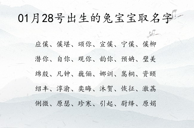 01月28号出生的兔宝宝取名字 宝宝起名八字起名五行起名免费