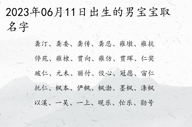 2023年06月11日出生的男宝宝取名字 温暖而有文化涵养的男孩名字