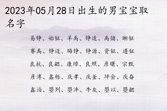 2023年05月28日出生的男宝宝取名字 寓意绝妙的男孩名字大全免费