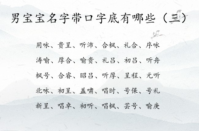 男宝宝名字带口字底有哪些 口字底的字有哪些男孩名字