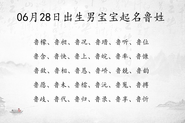 06月28日出生男宝宝起名鲁姓 姓鲁的男孩名字有深意一个字的