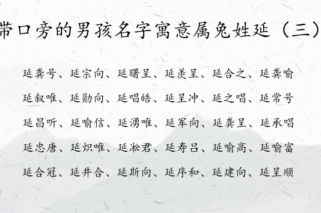 带口旁的男孩名字寓意属兔姓延 口旁宝宝名字大全