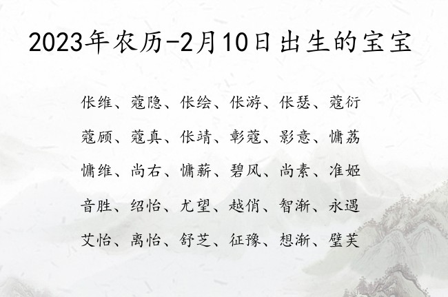 2023年农历-2月10日出生的宝宝 宝宝名字大全好听旺财的有寓意