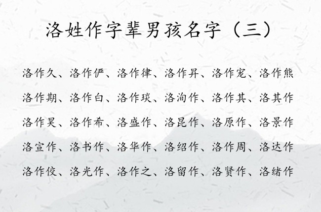 洛姓作字辈男孩名字 2023年男宝宝名字带作寓意好