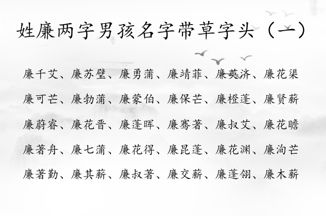 姓廉两字男孩名字带草字头 姓廉两字的男孩名字草字头