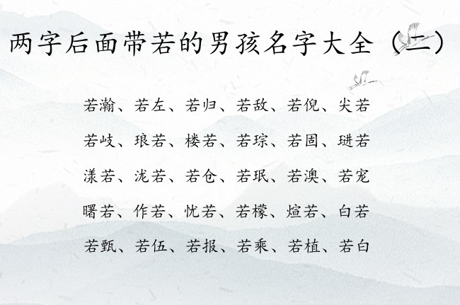 两字后面带若的男孩名字大全 若字取名男孩名字两字