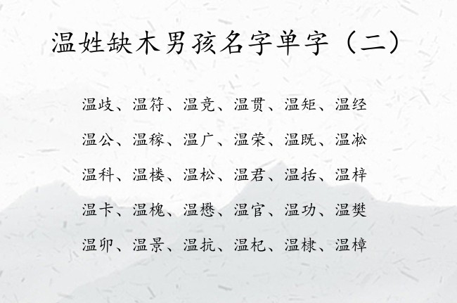 温姓缺木男孩名字单字 温姓名字大全男孩名字里带木