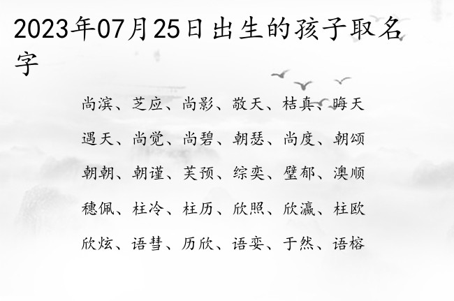 2023年07月25日出生的孩子取名字 宝宝起名100分的名字免费的