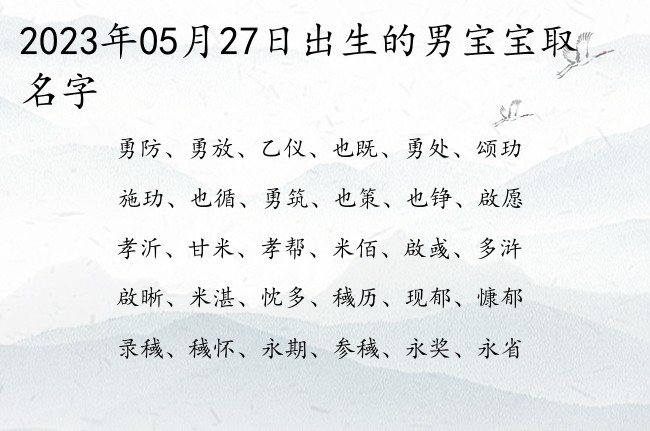 2023年05月27日出生的男宝宝取名字 简洁三字的名字男孩名字大全