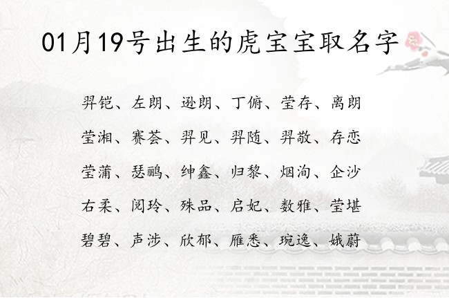 01月19号出生的虎宝宝取名字 宝宝名字大全好听简洁的有寓意