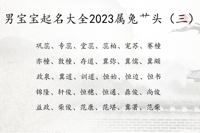 男宝宝起名大全2023属兔艹头 艹头字取名男孩名字