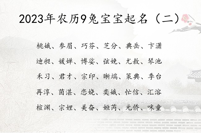 2023年农历9兔宝宝起名 2023宝宝名字库免费